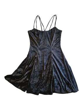 Vintage 90s Y2K Hearts Crushed Velvet Mini Dress Goth Whimsigoth Strappy 7/8 USA